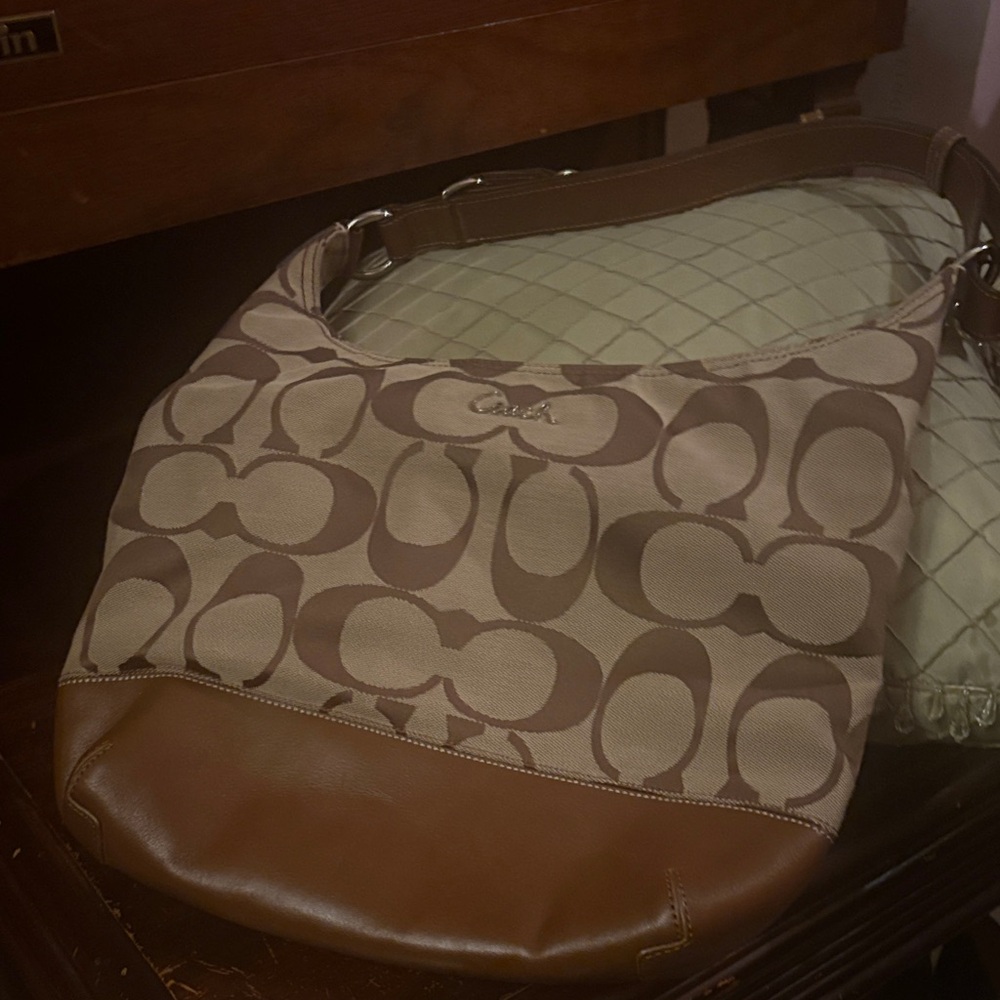 Coach Brown and Tan Shoulder Bag